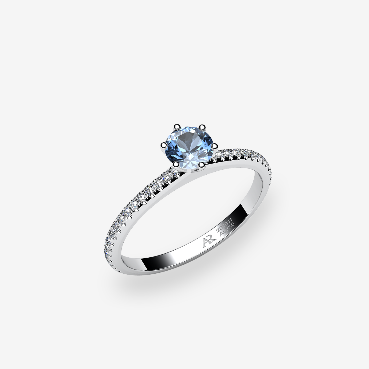 Platinum 950‰ Aquamarine solitaire engagement ring