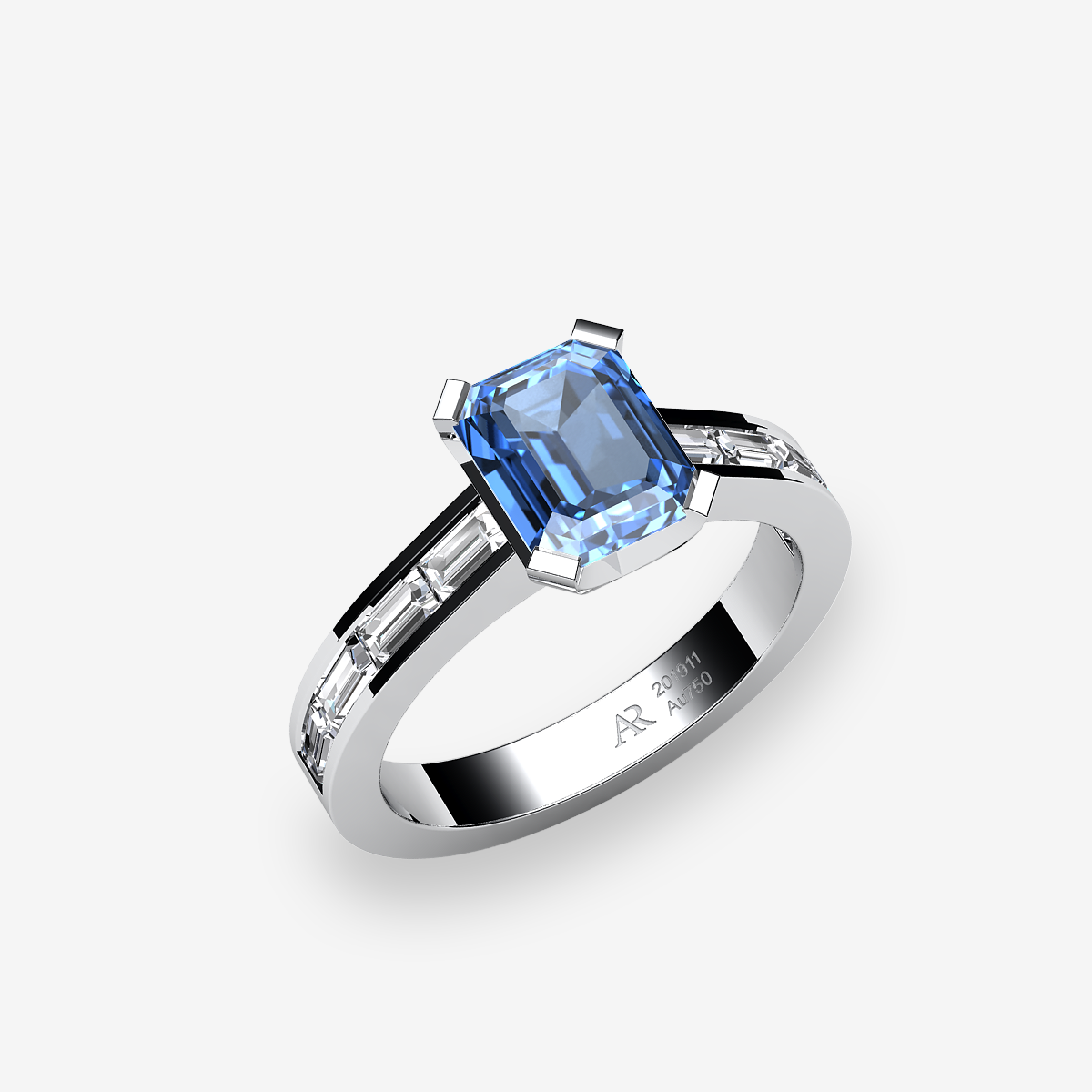 Platinum 950‰ Aquamarine solitaire ring