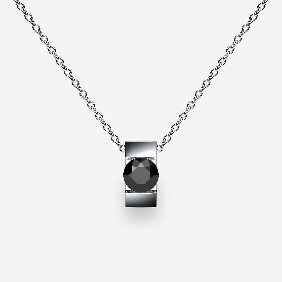 Platinum 950‰ Black Diamond bar set pendant