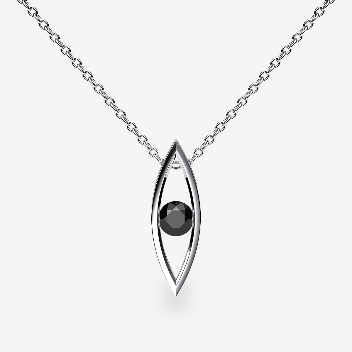 Platinum 950‰ Black Diamond channel set pendant