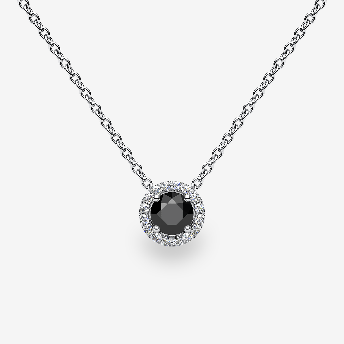 Platinum 950‰ Black Diamond halo pendant