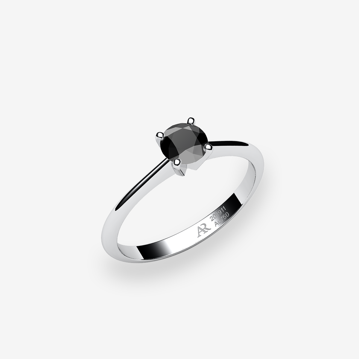 Platinum 950‰ Black Diamond solitaire ring