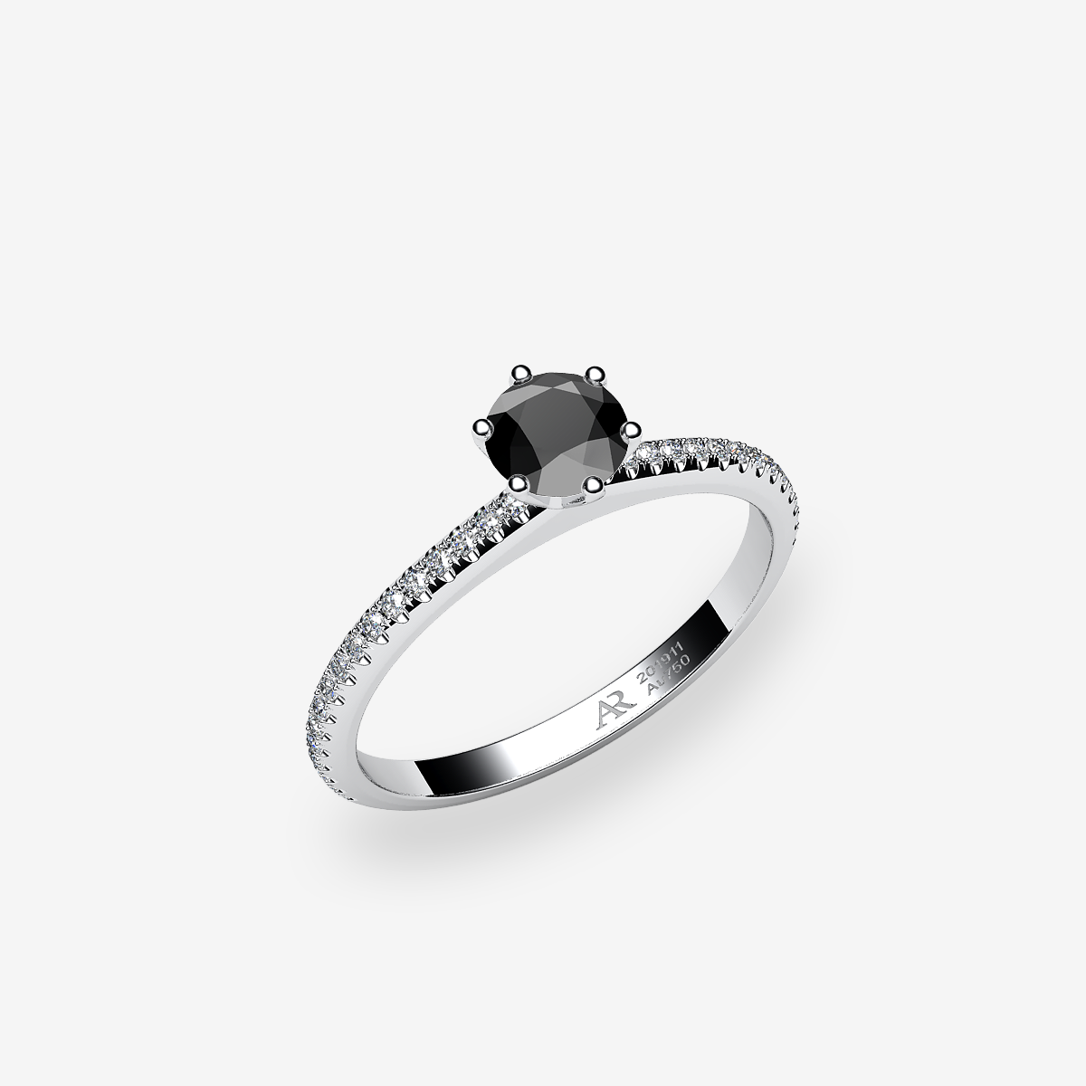 Platinum 950‰ Black Diamond solitaire ring