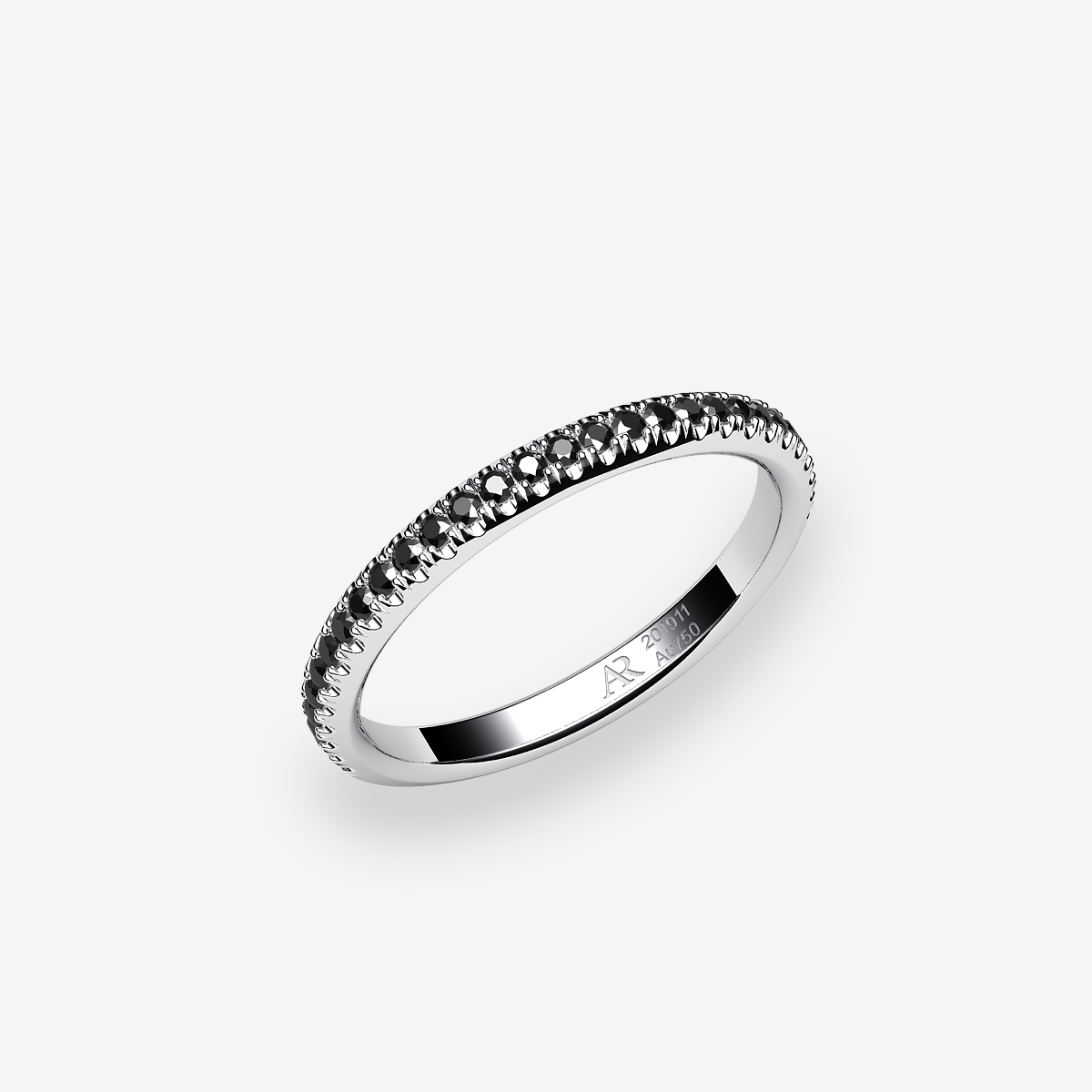 Platinum 950‰ Black Diamonds pave ring