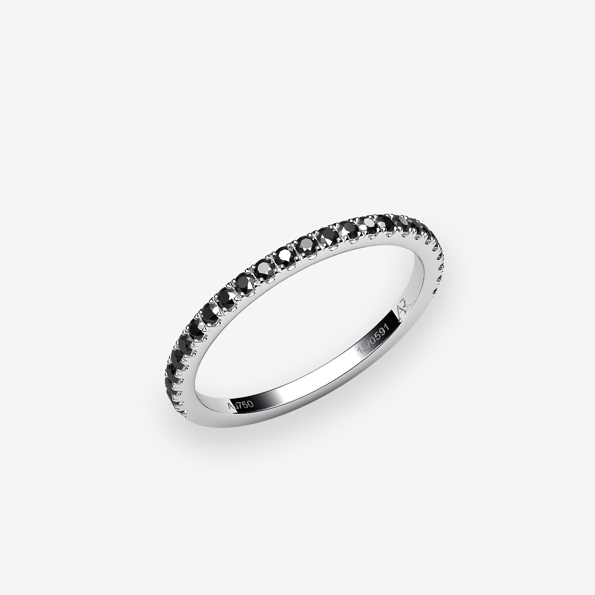 Platinum 950‰ Black Diamonds pave ring