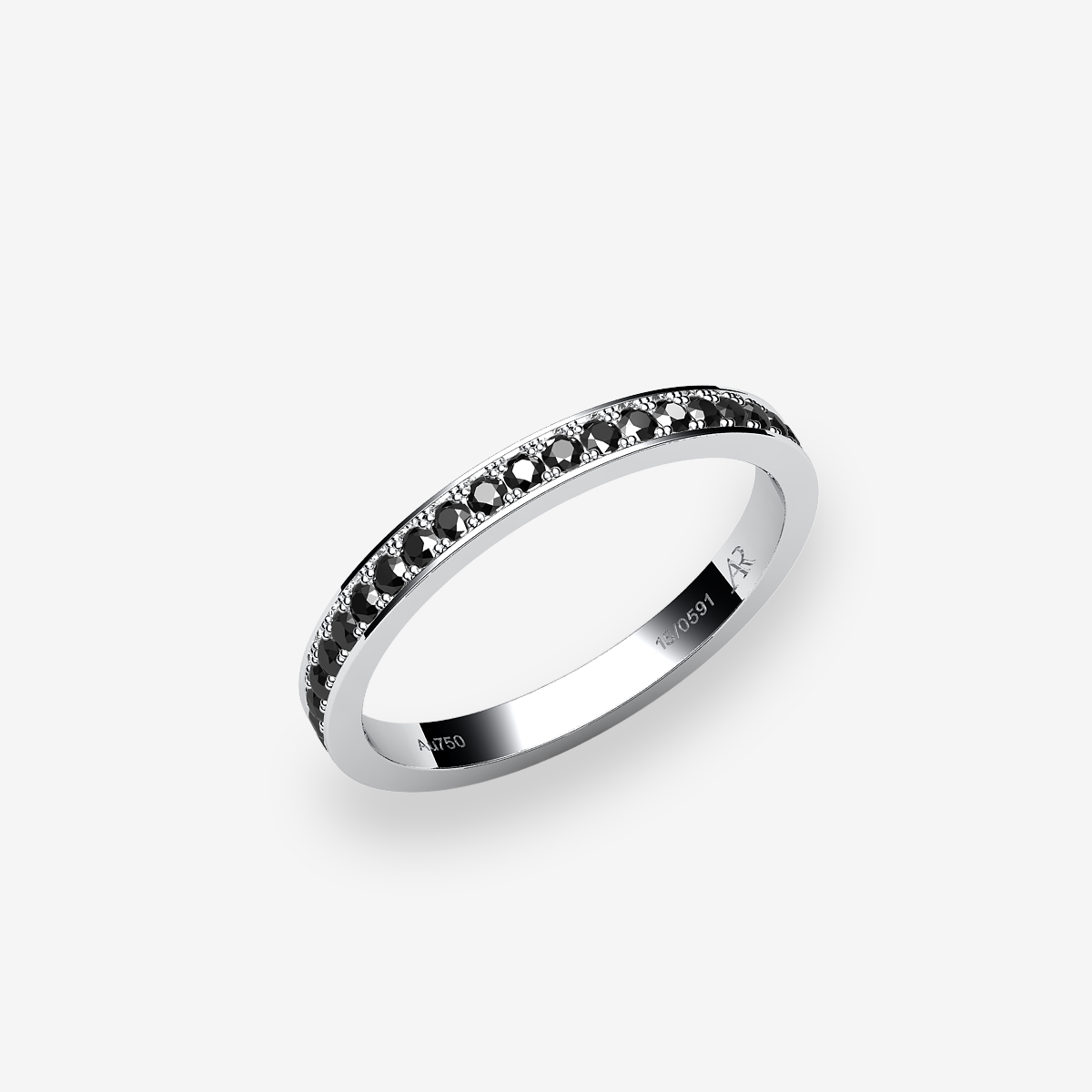 Platinum 950‰ Black Diamonds pave set ring