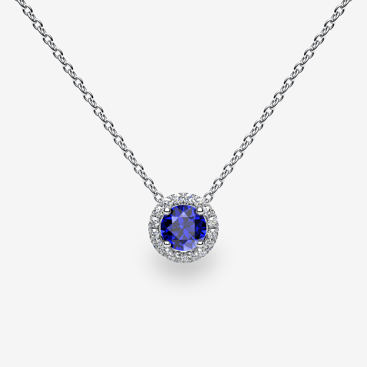 Platinum 950‰ Blue Sapphire halo pendant