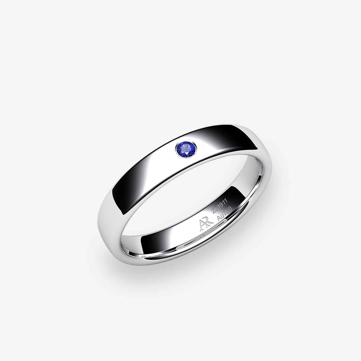 Platinum 950‰ Blue Sapphire rounded style ring