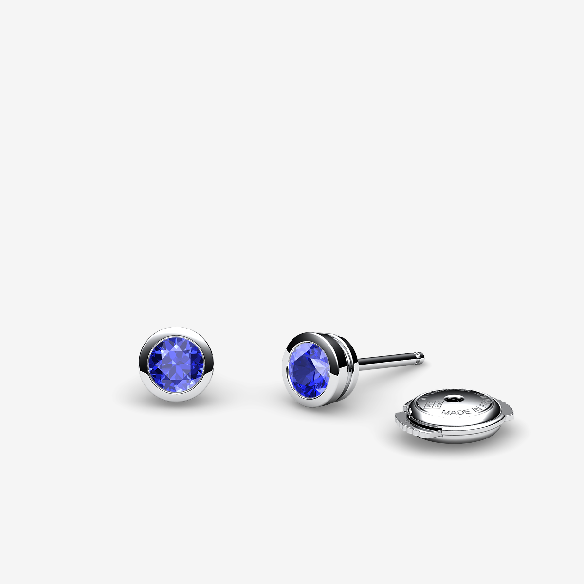 Platinum 950‰ Blue Sapphires bezel set earrings