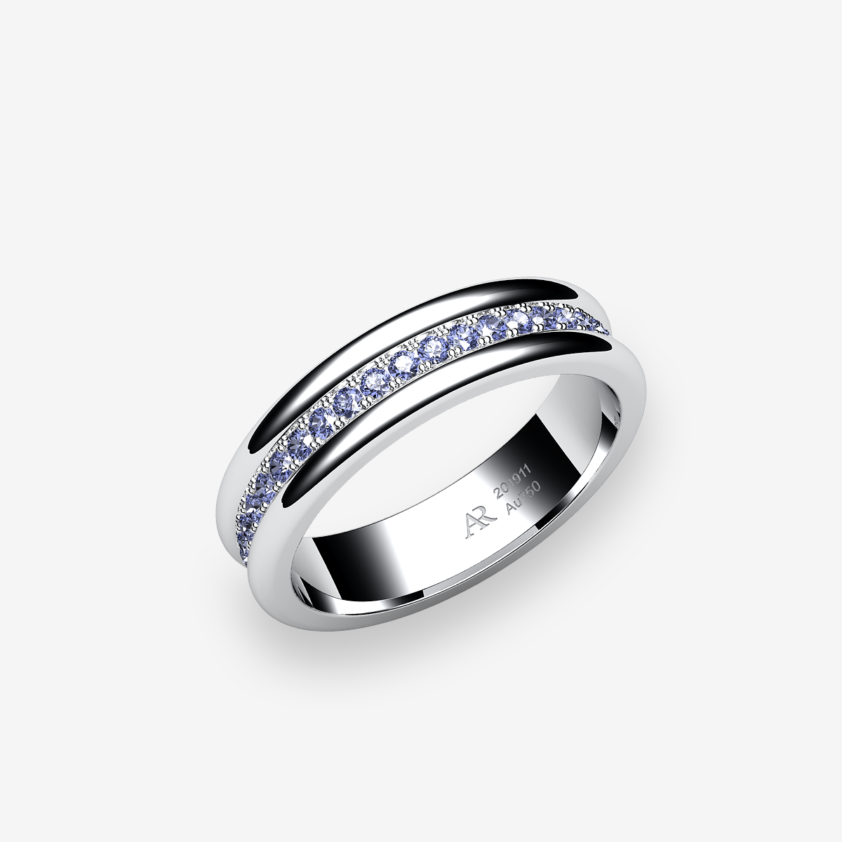 Platinum 950‰ Blue Sapphires wedding ring