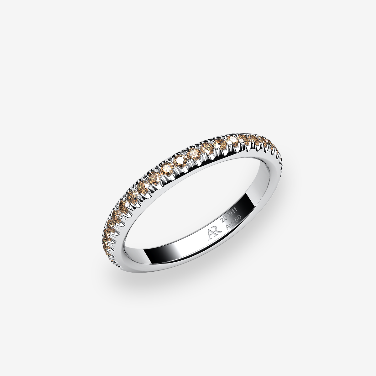 Platinum 950‰ Brown Diamonds pave ring