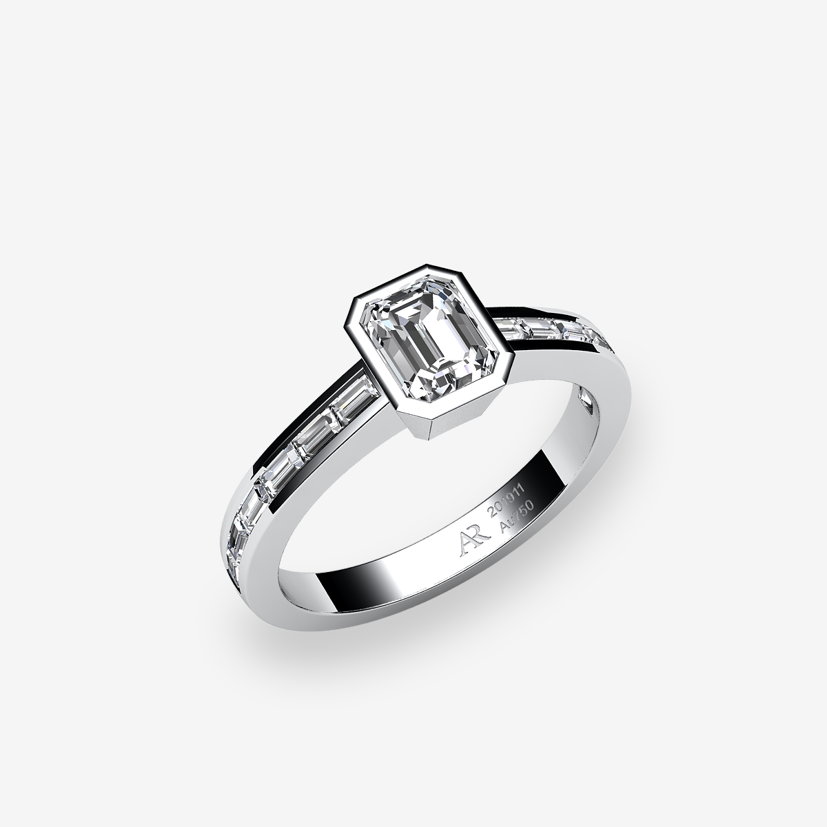 Platinum 950‰ Diamond bezel set ring