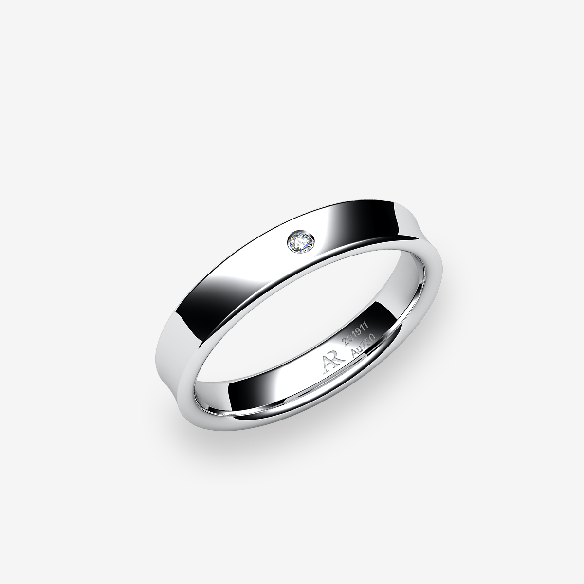Platinum 950‰ Diamond concave style ring