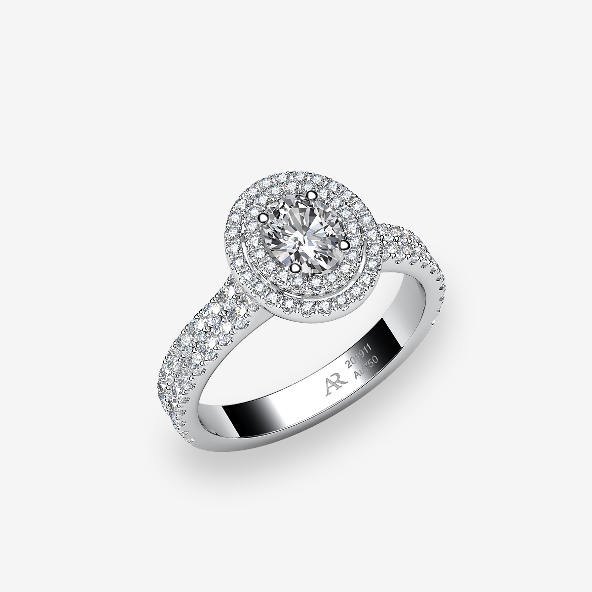 Platinum 950‰ Diamond double halo ring