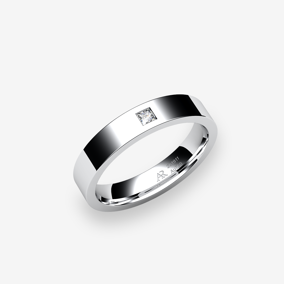Platinum 950‰ Diamond flat style wedding ring