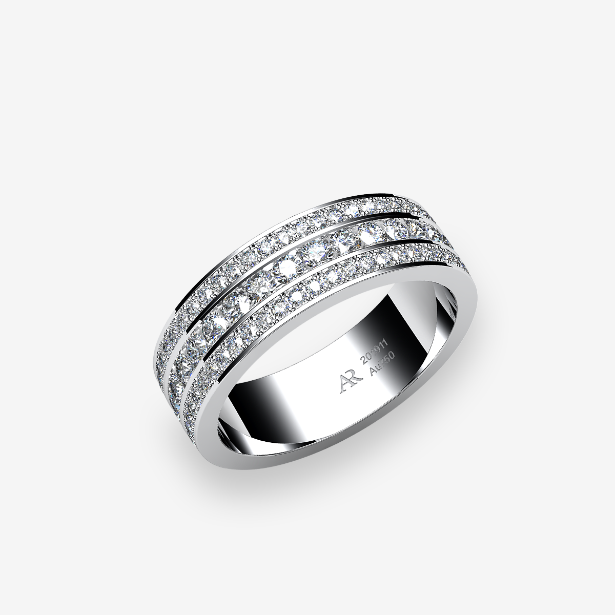 Platinum 950‰ Diamonds channel and pave set ring
