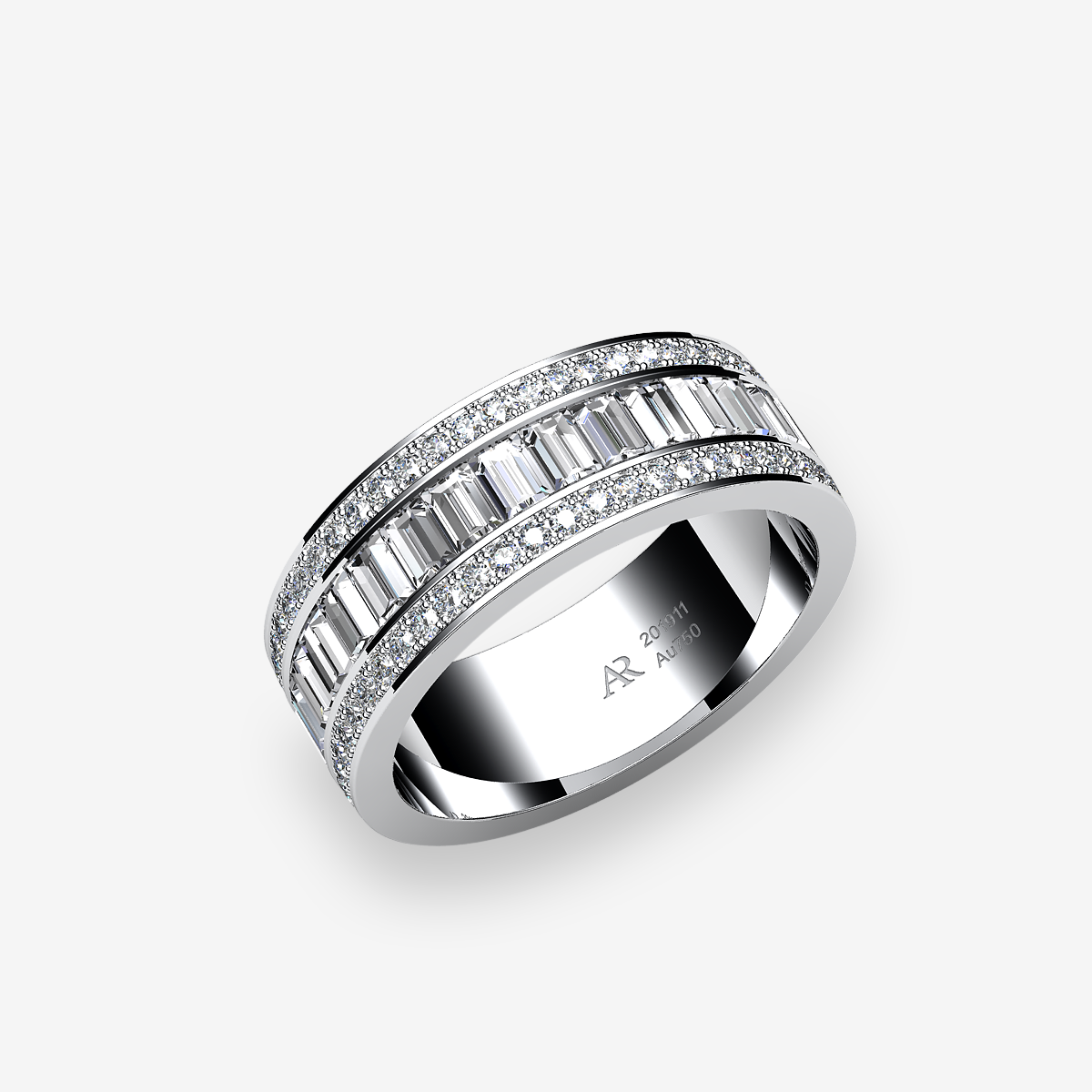 Platinum 950‰ Diamonds channel and pave set wedding ring