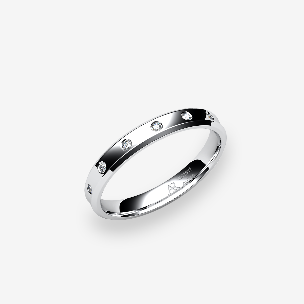 Platinum 950‰ Diamonds concave style ring