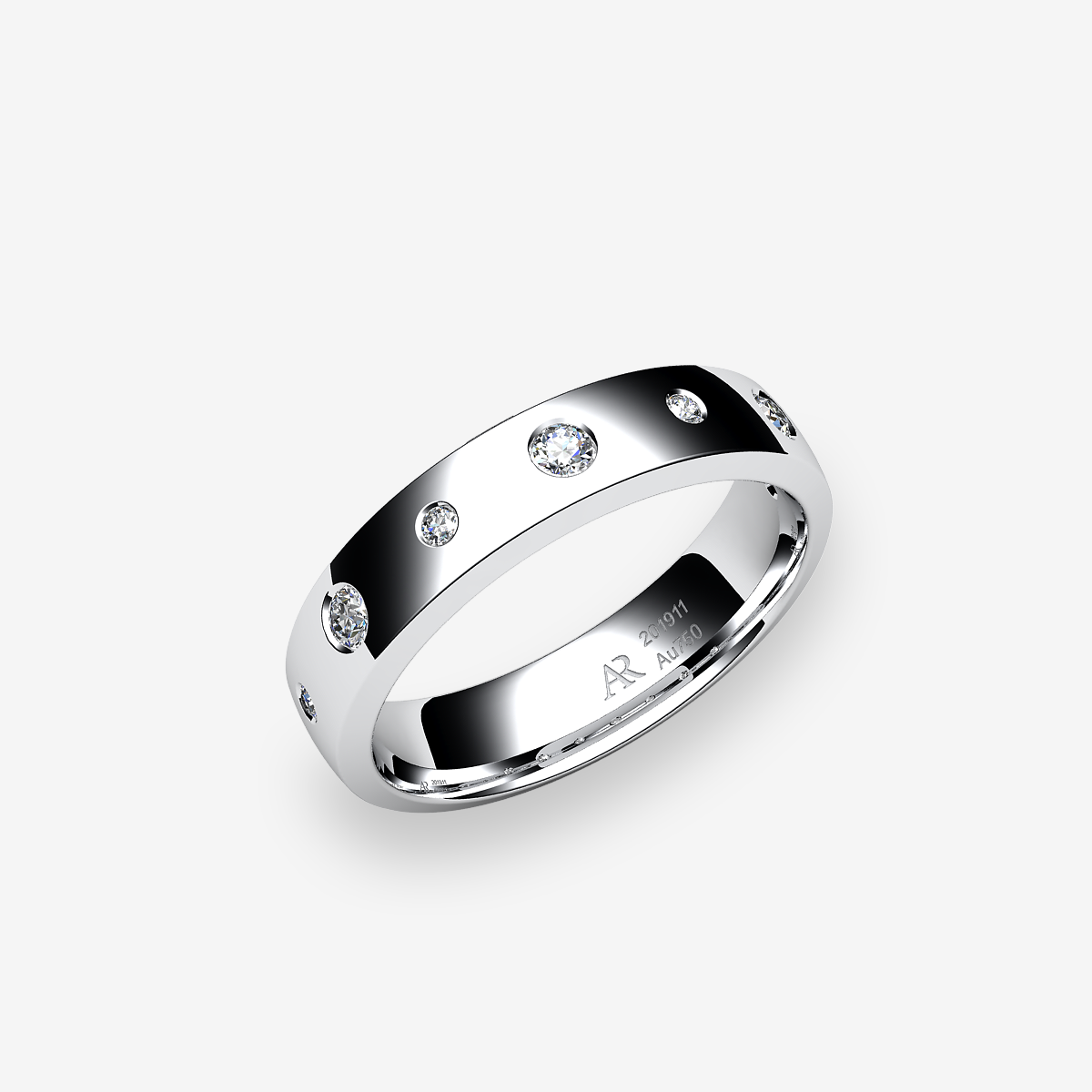 Platinum 950‰ Diamonds domed style wedding ring