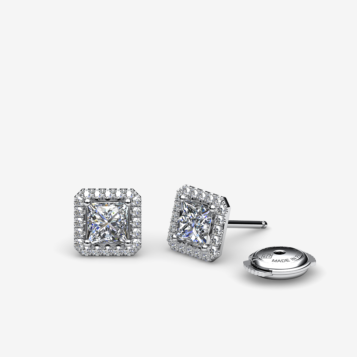 Platinum 950‰ Diamonds halo earrings