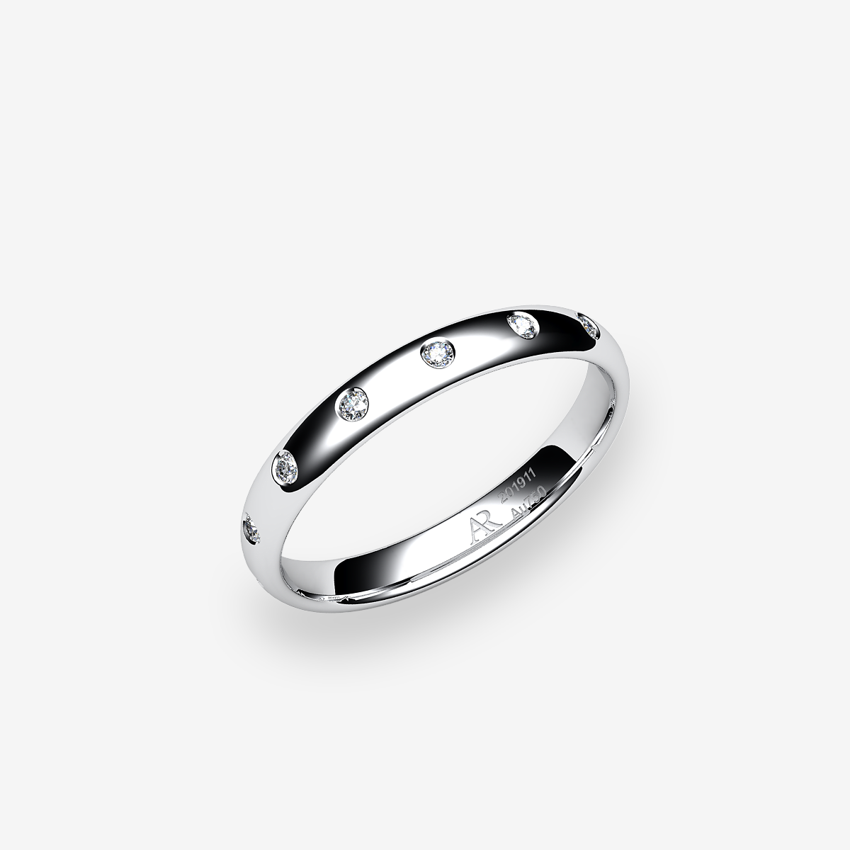 Platinum 950‰ Diamonds rounded style wedding ring