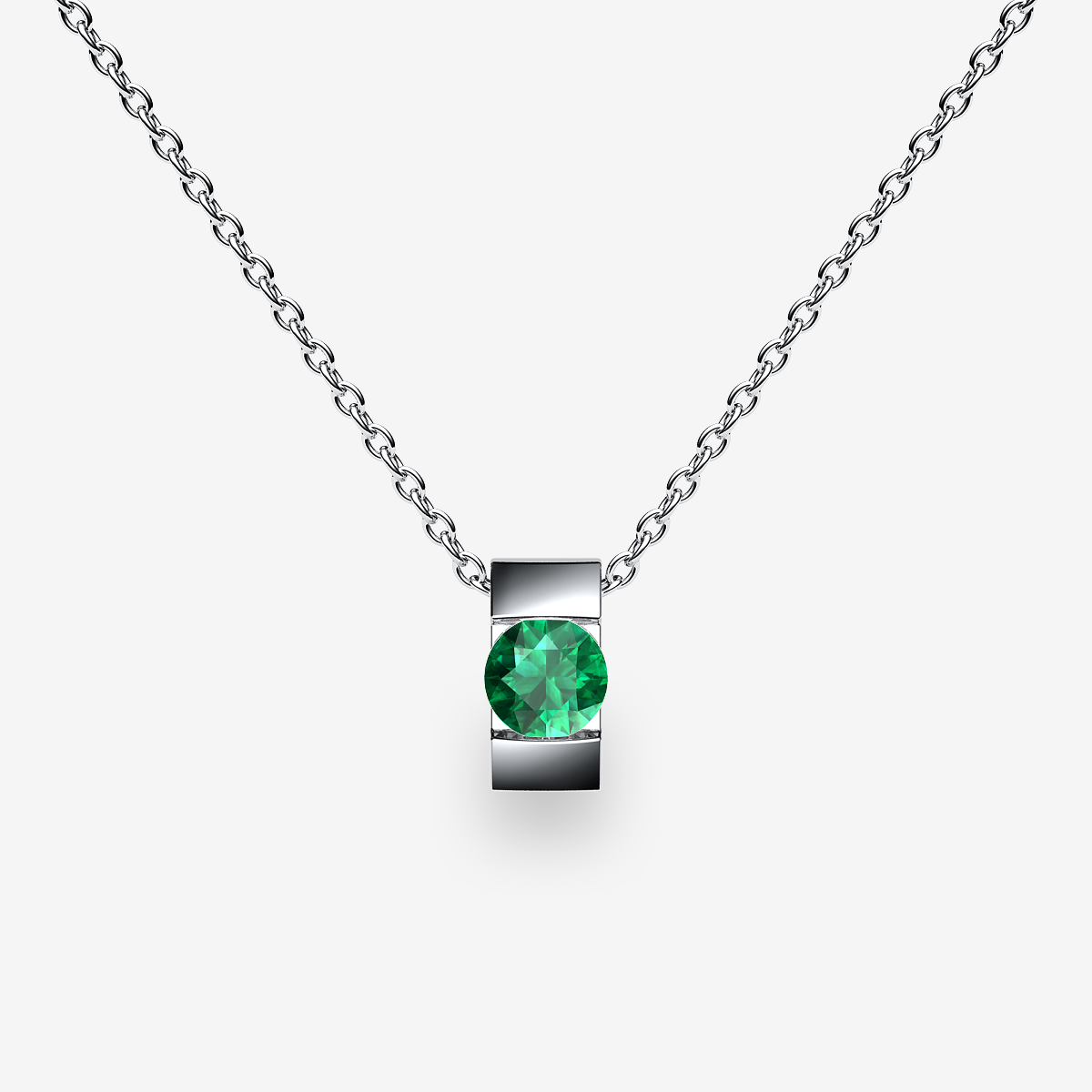 Platinum 950‰ Emerald bar set pendant