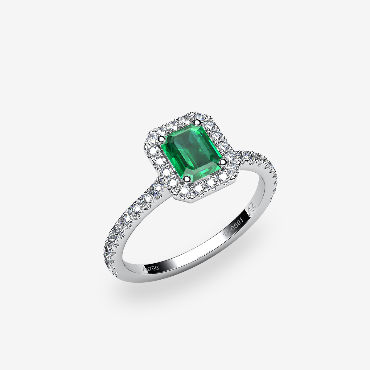 Platinum 950‰ Emerald halo engagement ring