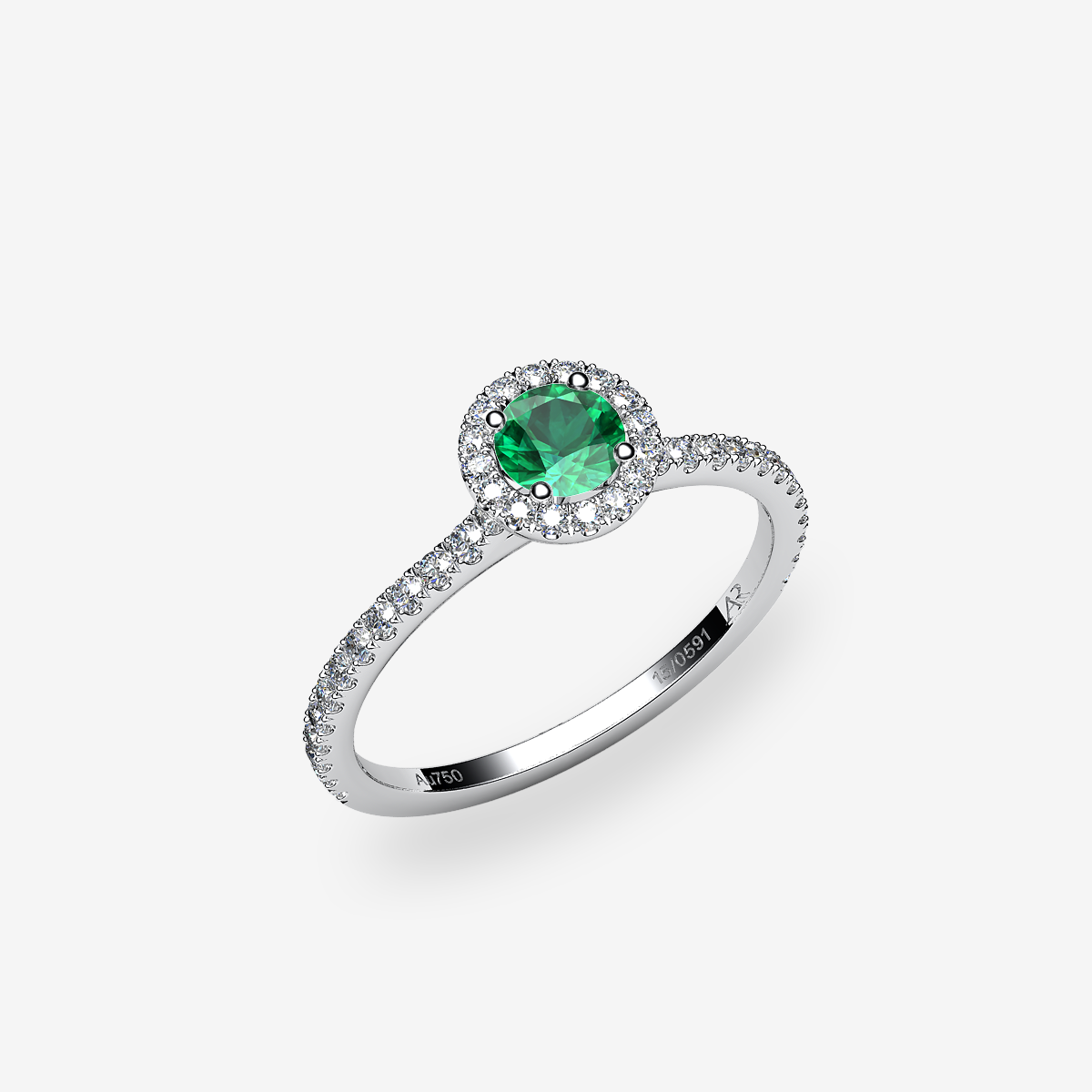 Platinum 950‰ Emerald halo ring