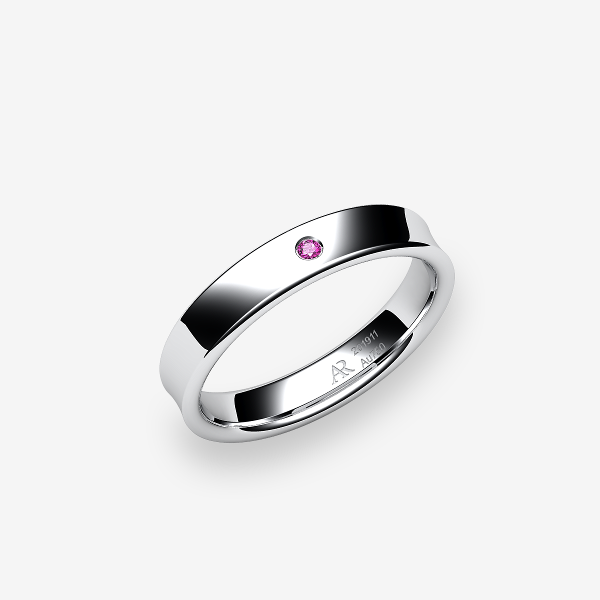 Platinum 950‰ Pink Sapphire concave style ring