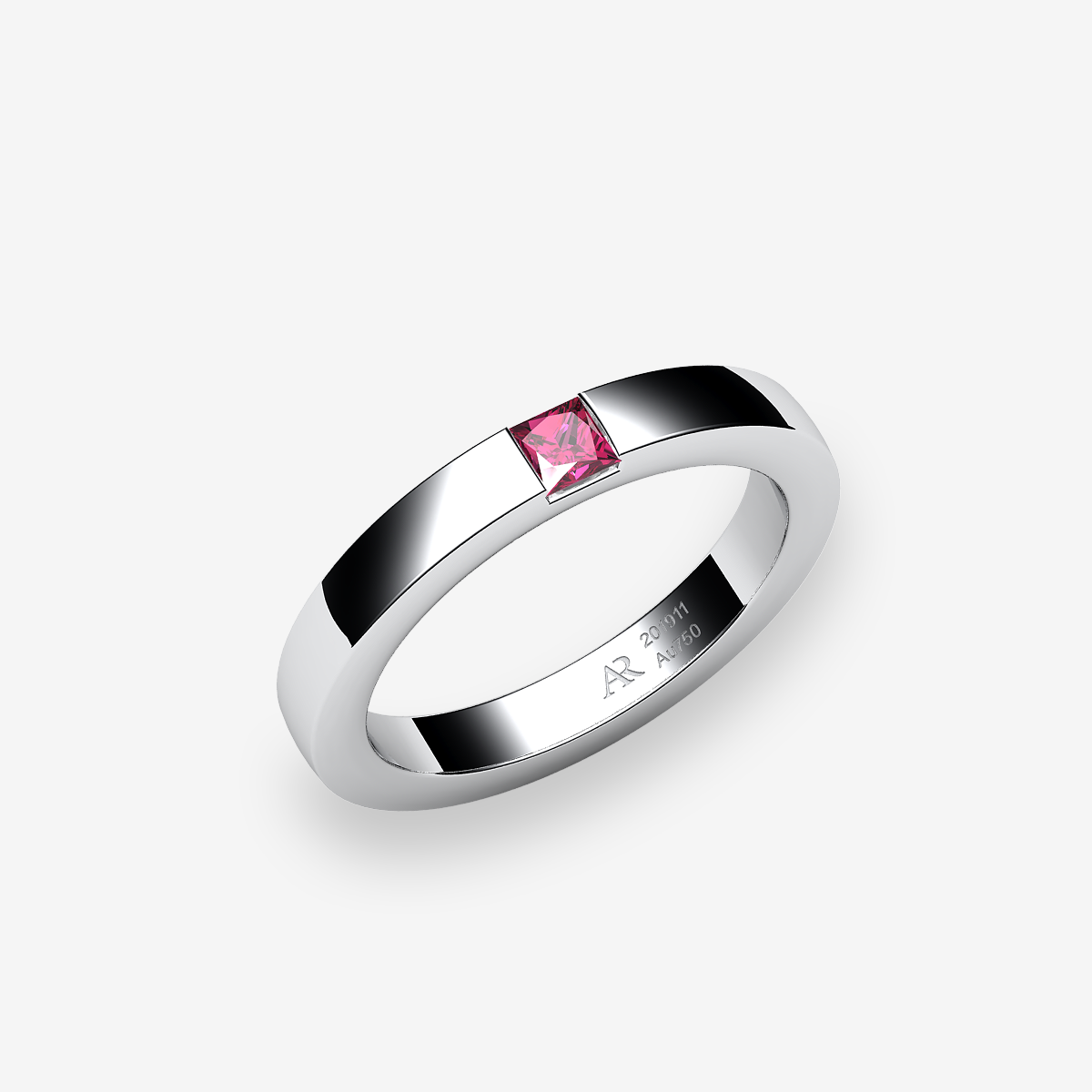 Platinum 950‰ Ruby bar set wedding ring