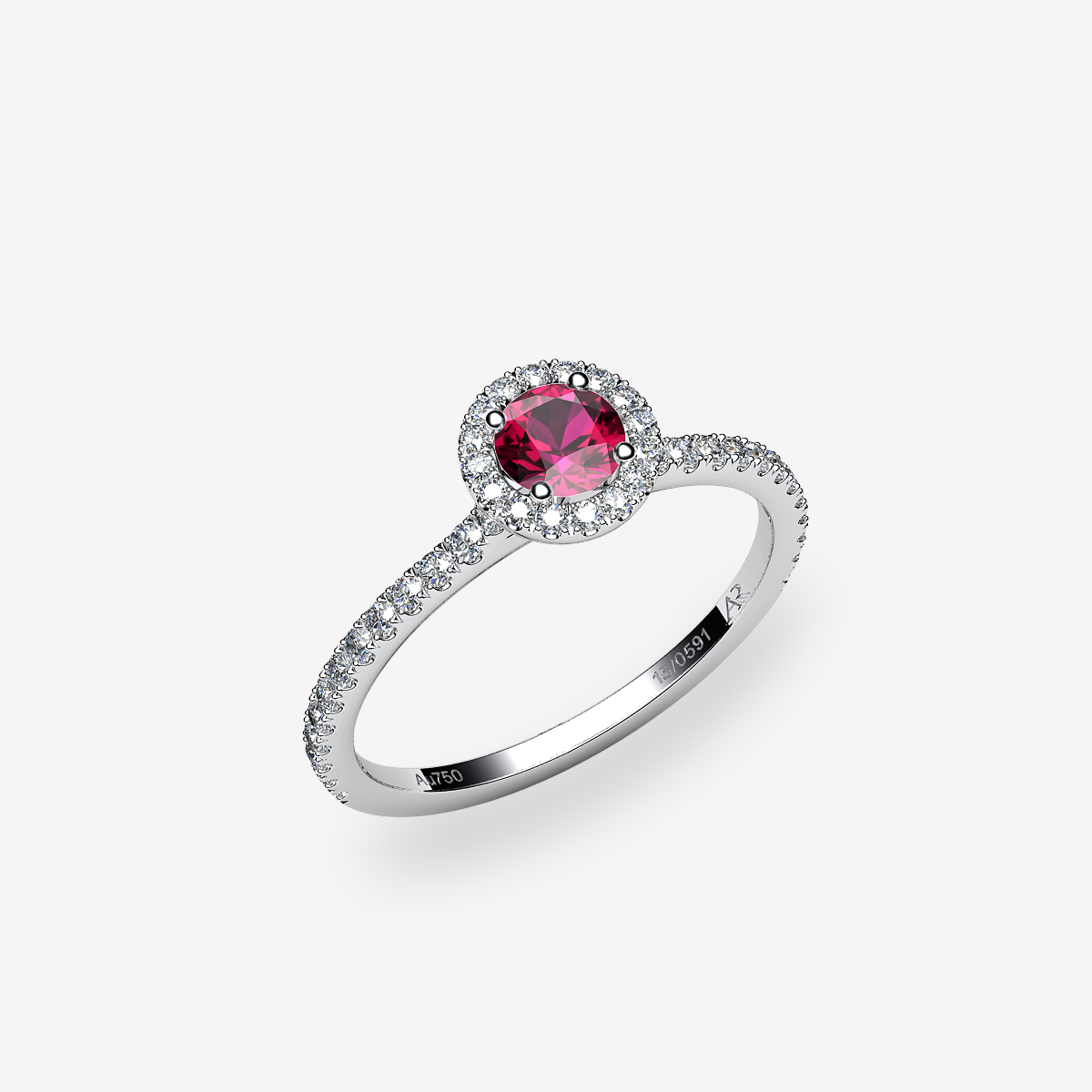Platinum 950‰ Ruby halo ring