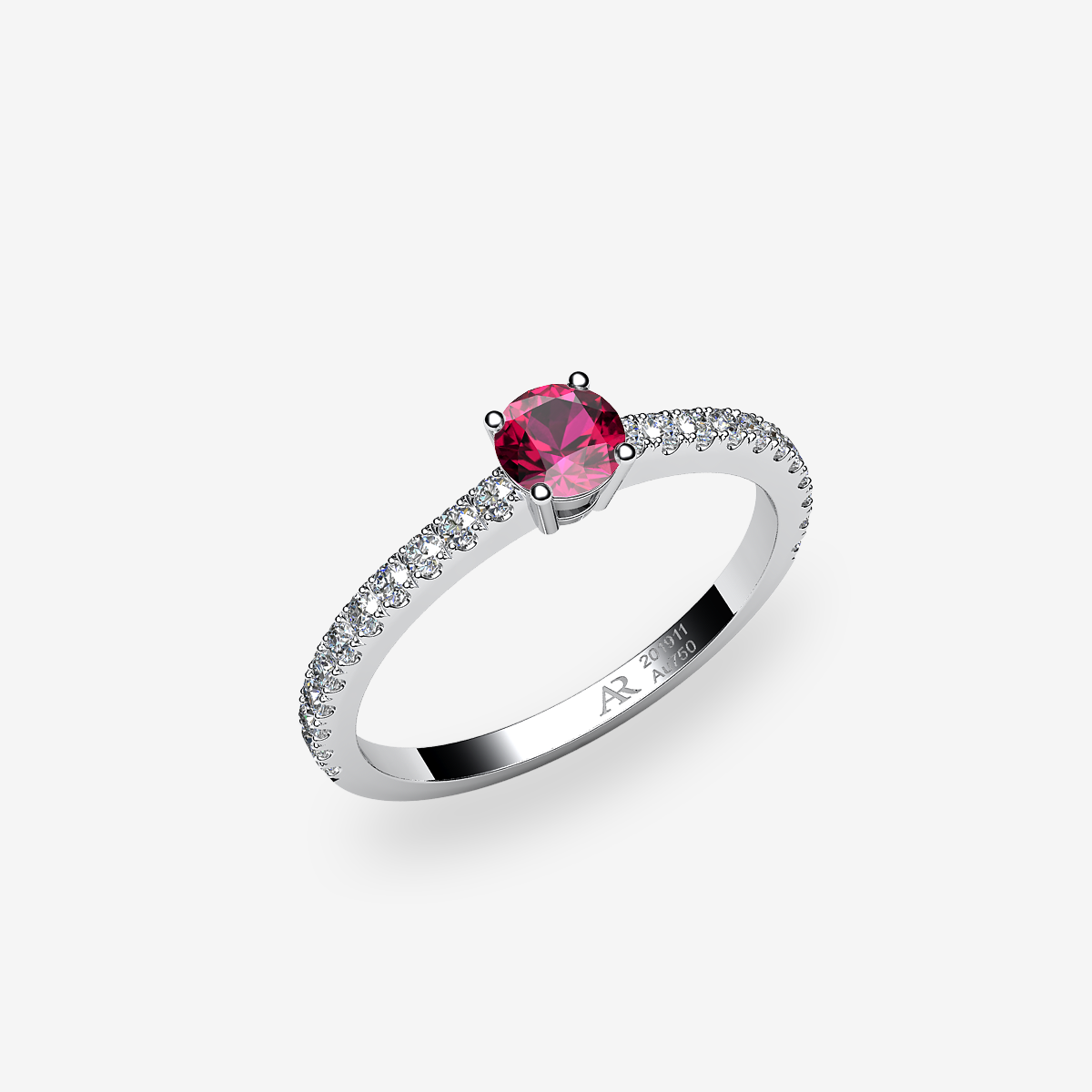 Platinum 950‰ Ruby solitaire ring