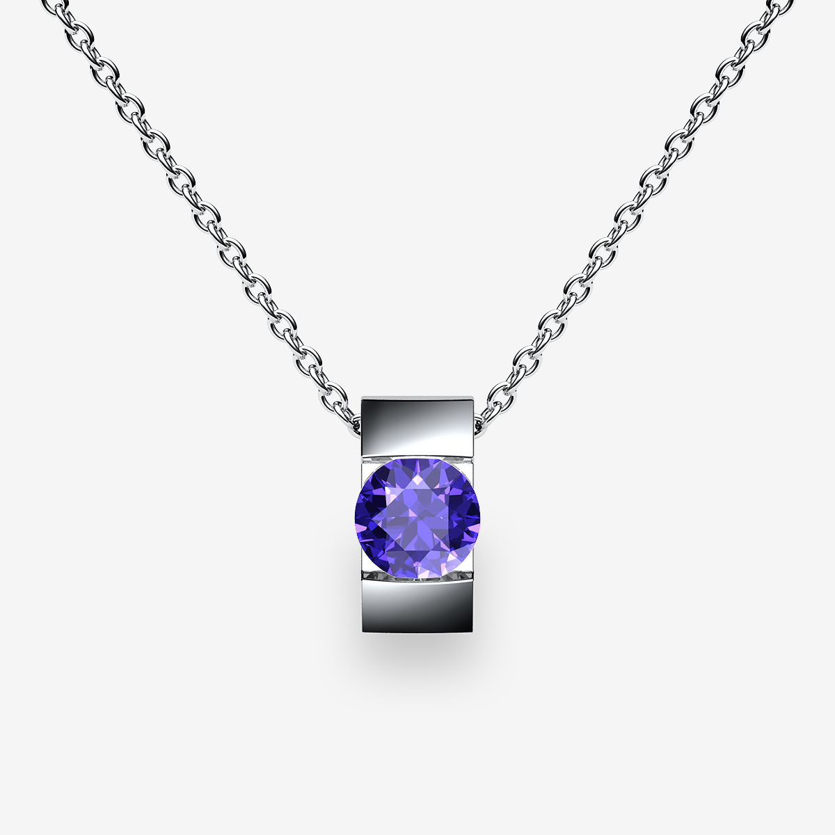 Platinum 950‰ Tanzanite bar set pendant