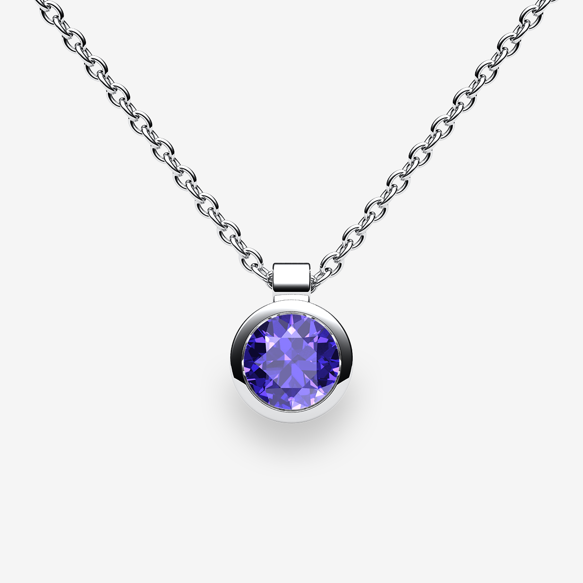 Platinum 950‰ Tanzanite bezel set pendant