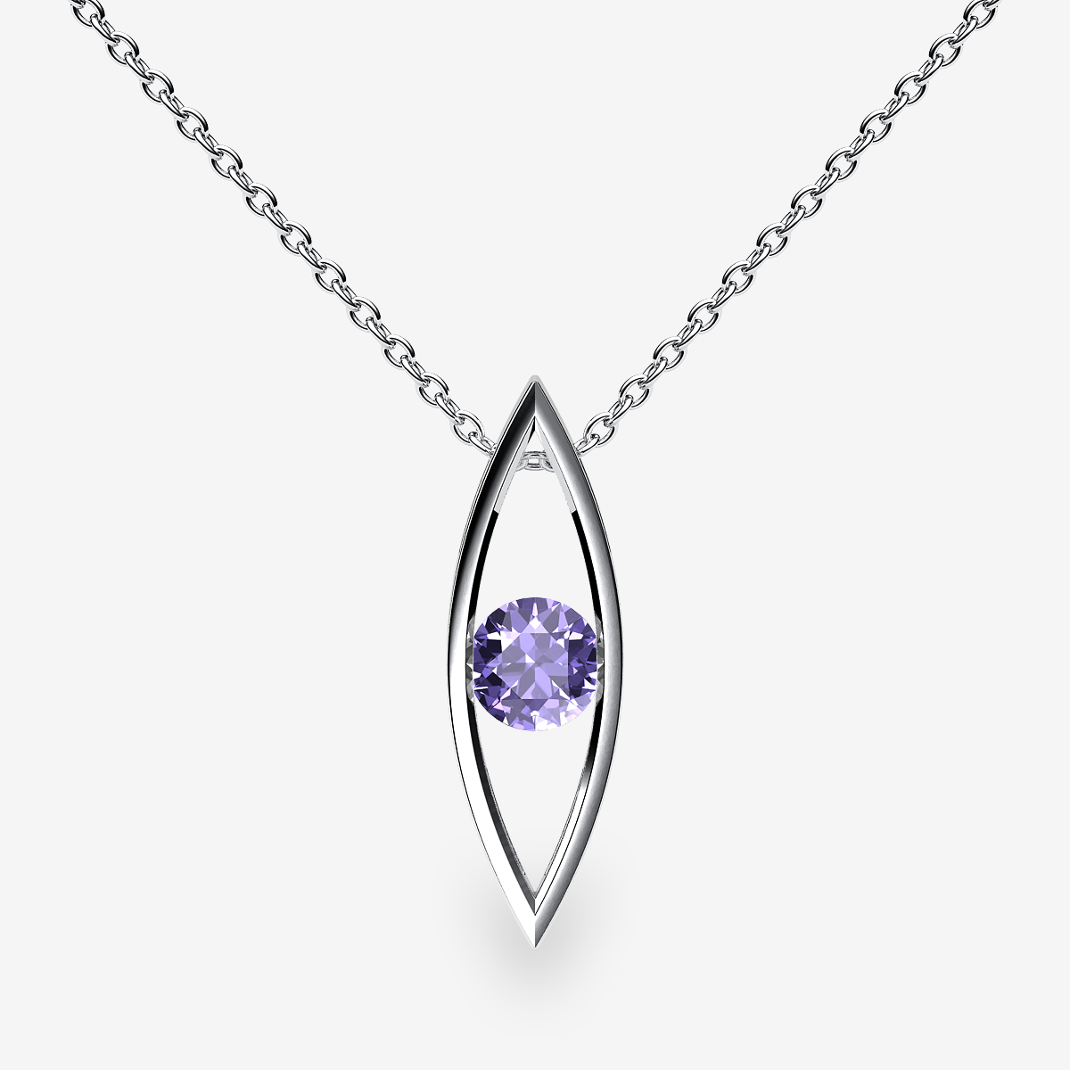 Platinum 950‰ Tanzanite channel set pendant