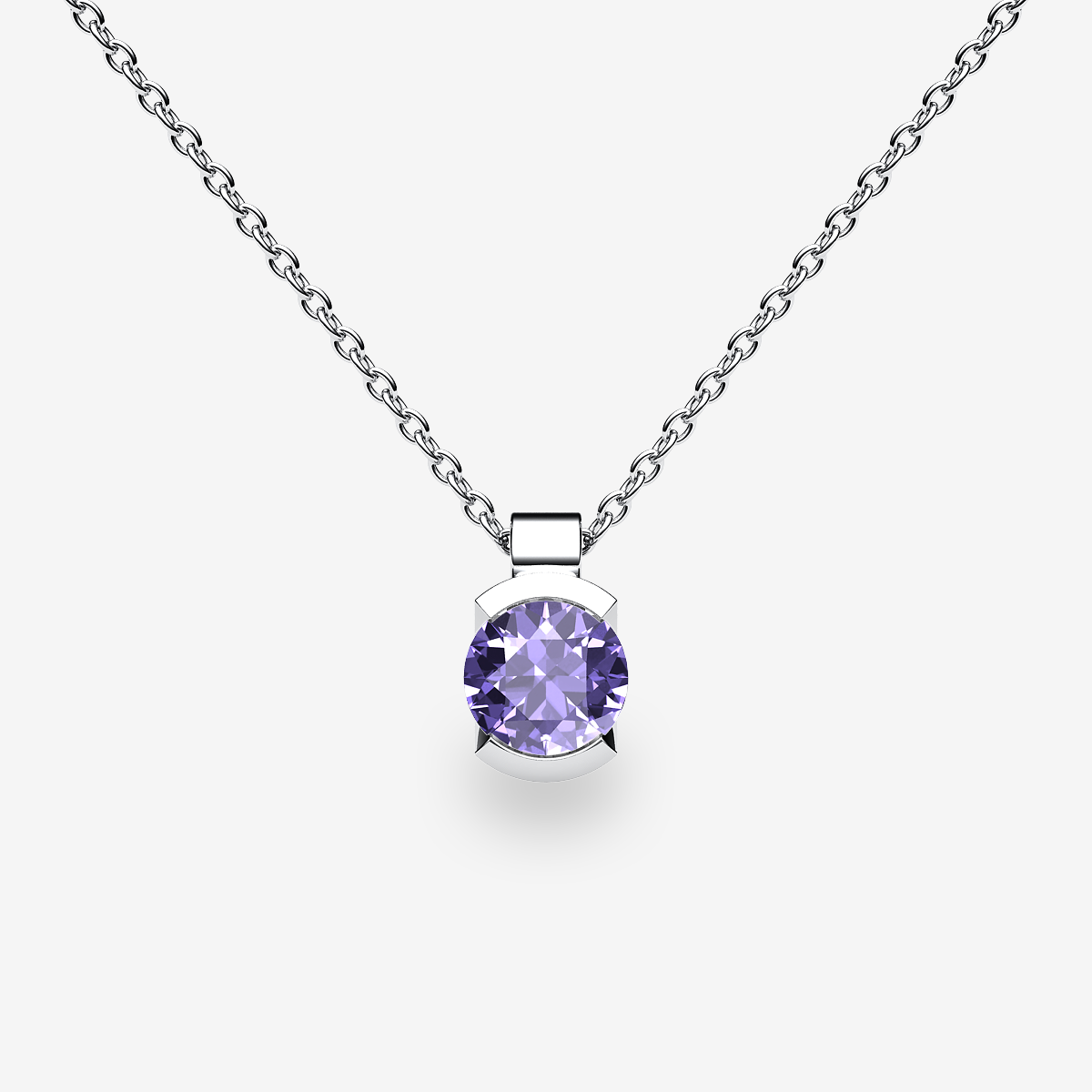 Platinum 950‰ Tanzanite semi-bezel set pendant
