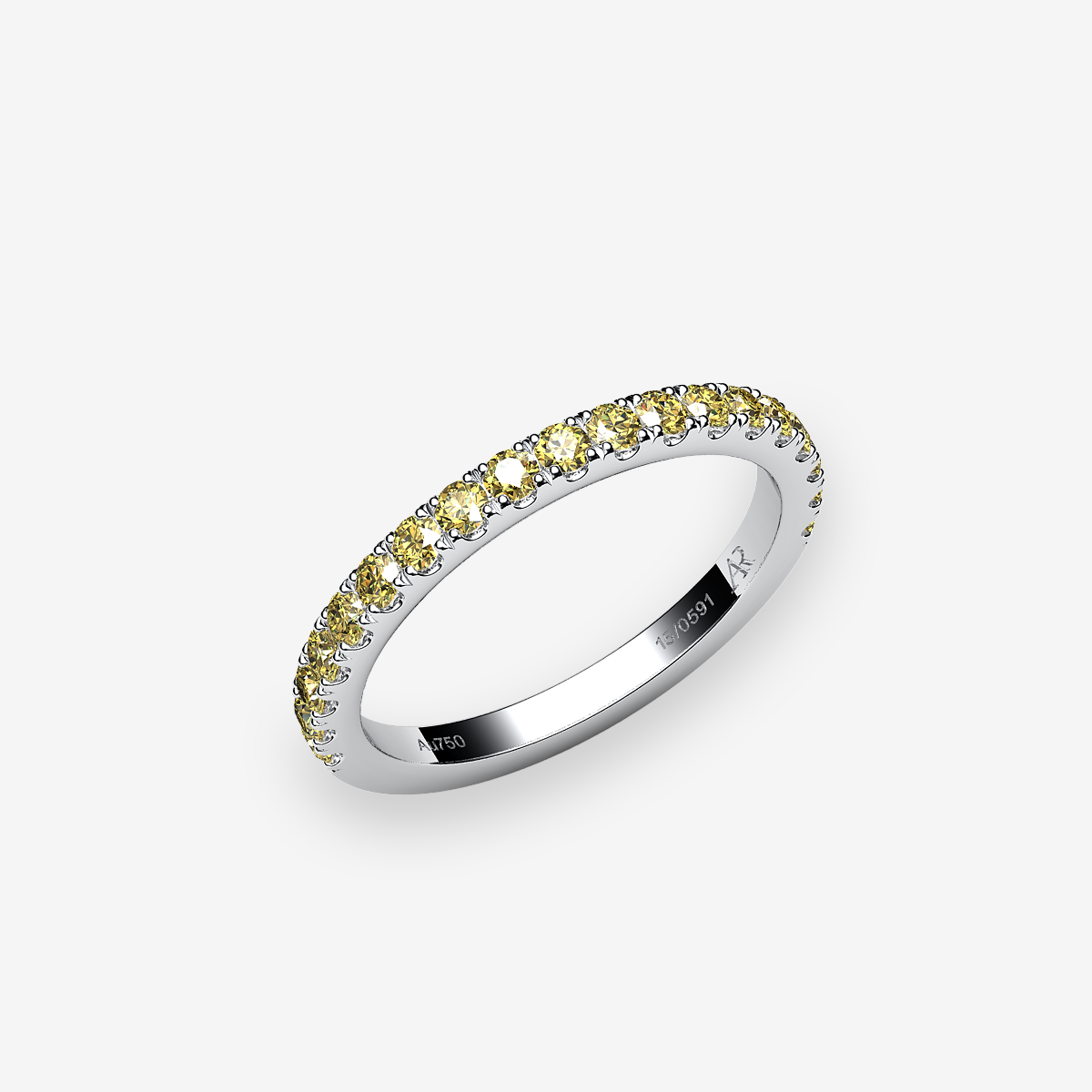 Platinum 950‰ Yellow Diamonds pave ring