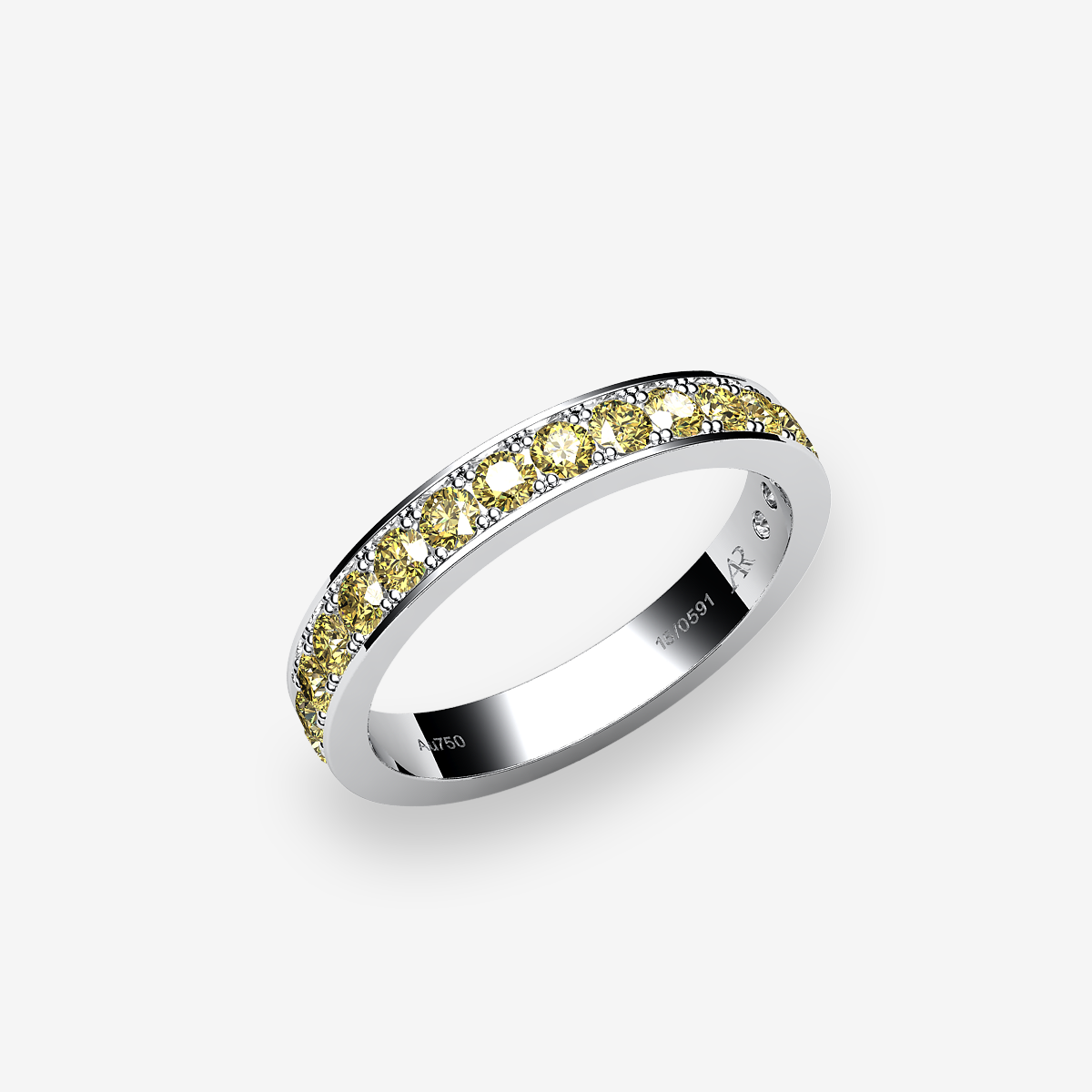 Platinum 950‰ Yellow Diamonds pave set ring