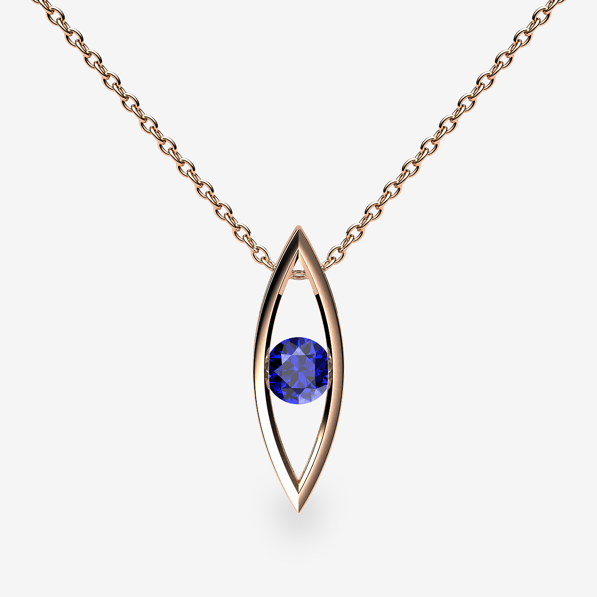 18k Rose Gold Blue Sapphire channel set pendant