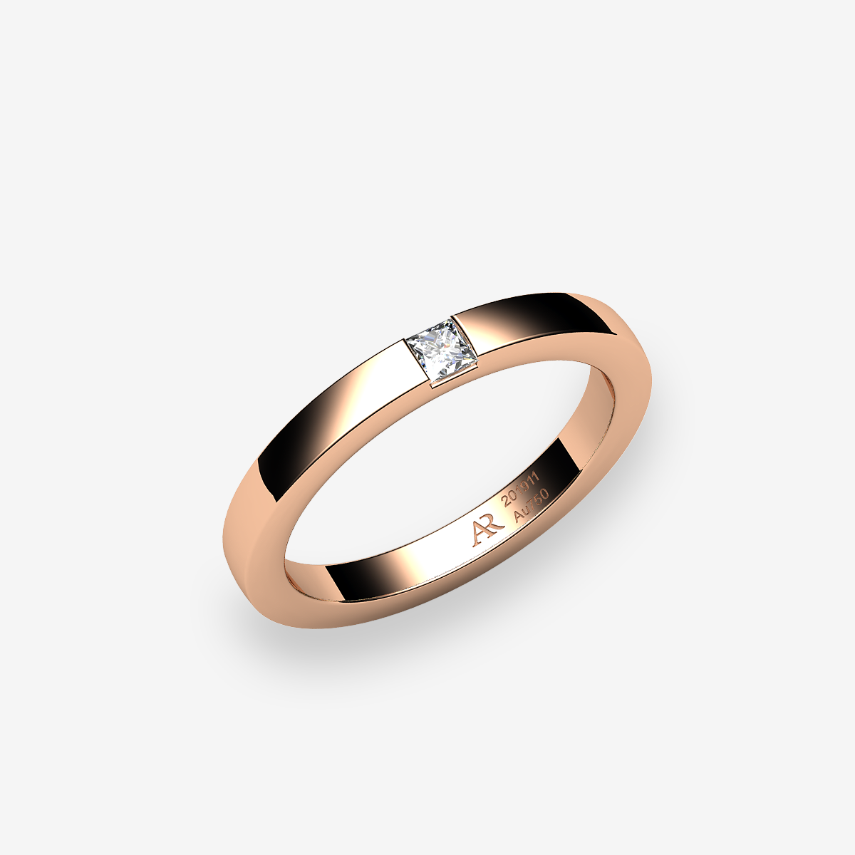18k Rose Gold Diamond bar set ring