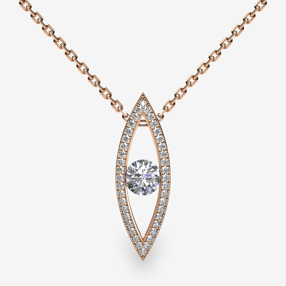 18k Rose Gold Diamond channel set pendant