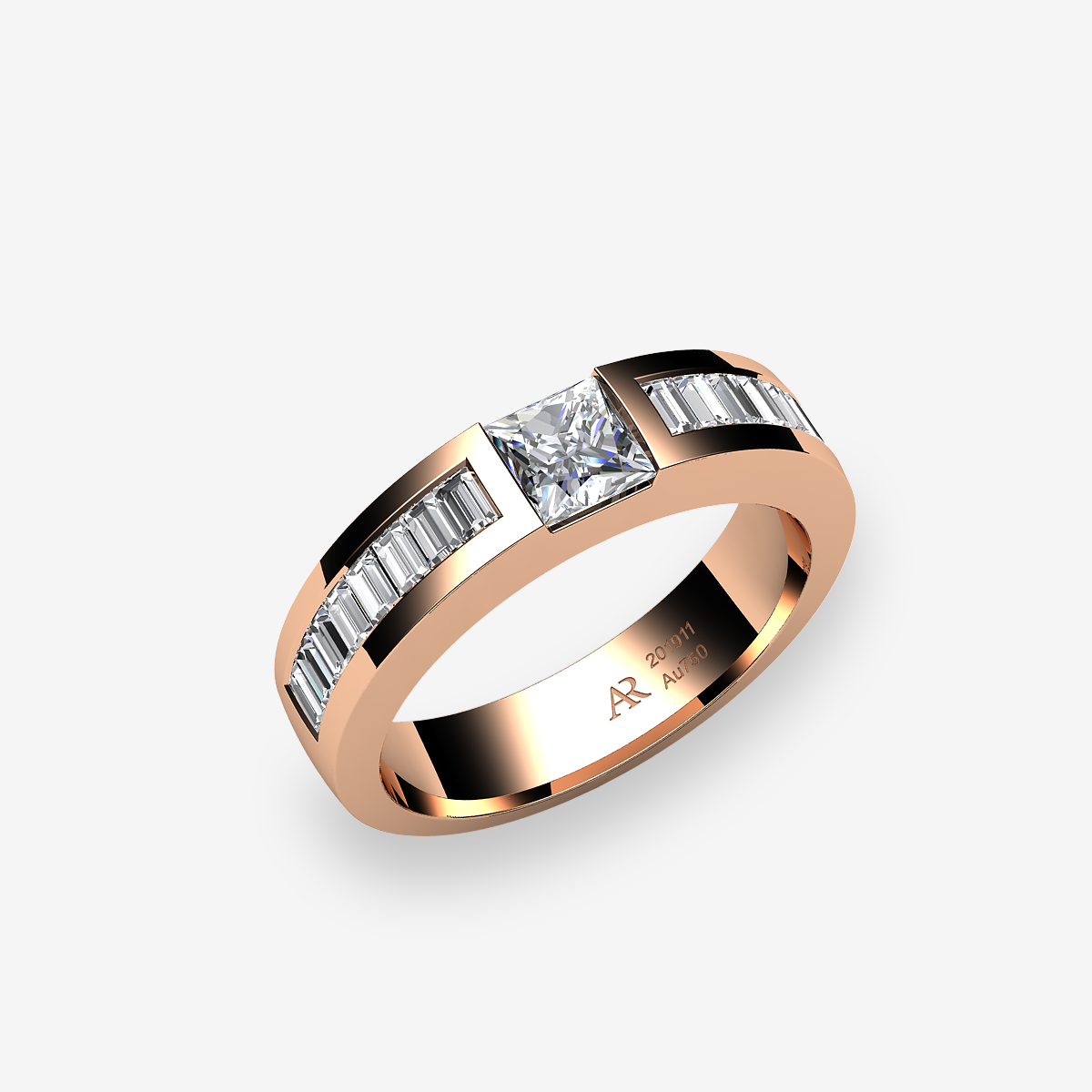 18k Rose Gold Diamond channel set ring