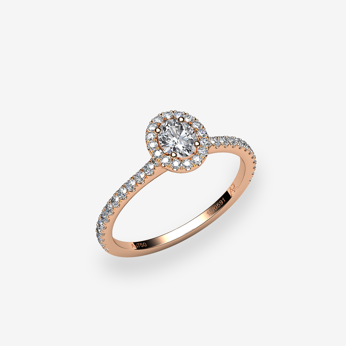 18k Rose Gold Diamond halo engagement ring