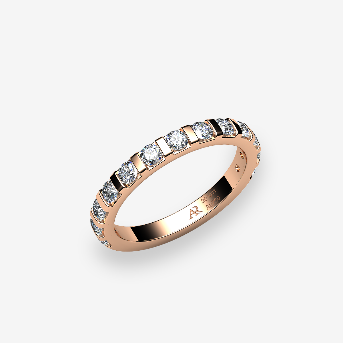 18k Rose Gold Diamonds bar set wedding ring