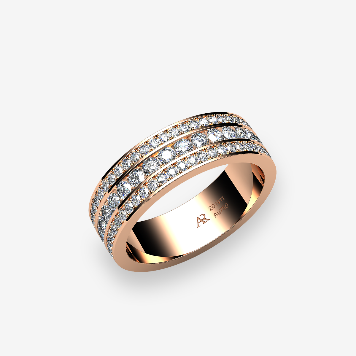 18k Rose Gold Diamonds channel and pave set ring