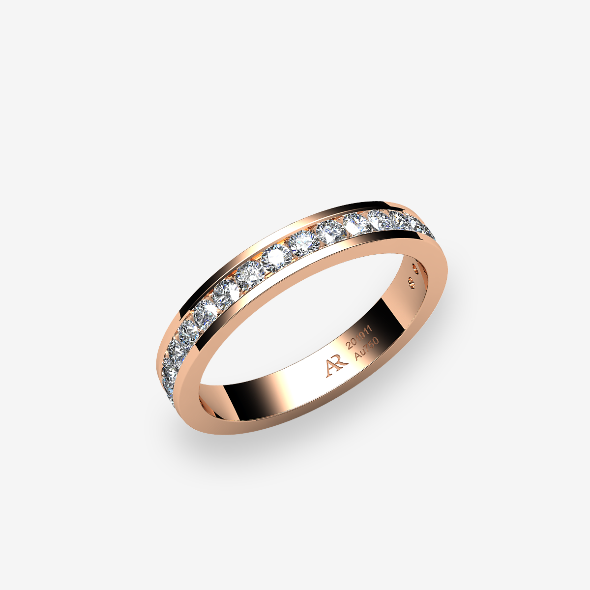 18k Rose Gold Diamonds channel set ring