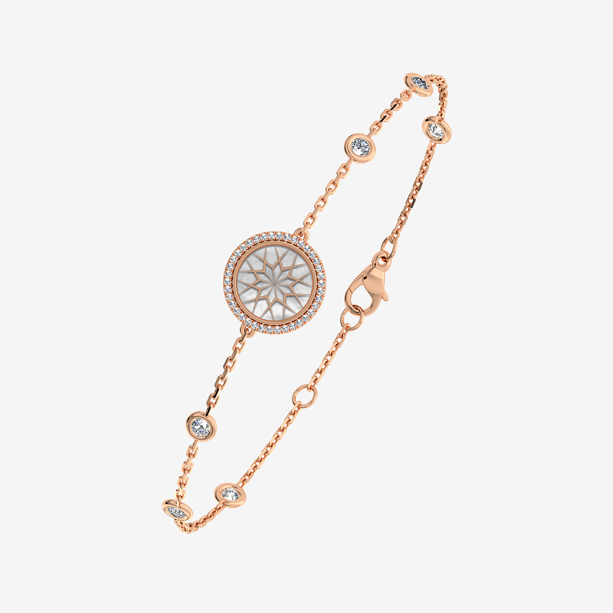 18k Rose Gold Pearl White Mother of Pearls bracelet