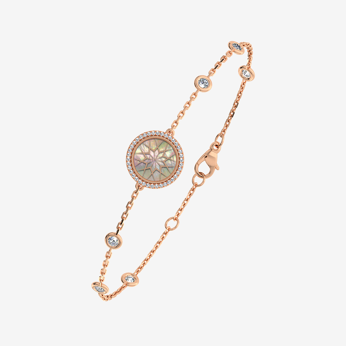 18k Rose Gold Pink Mother of Pearls bracelet