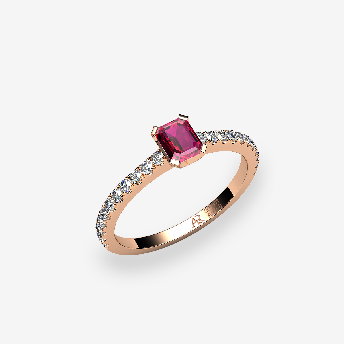 18k Rose Gold Ruby solitaire ring