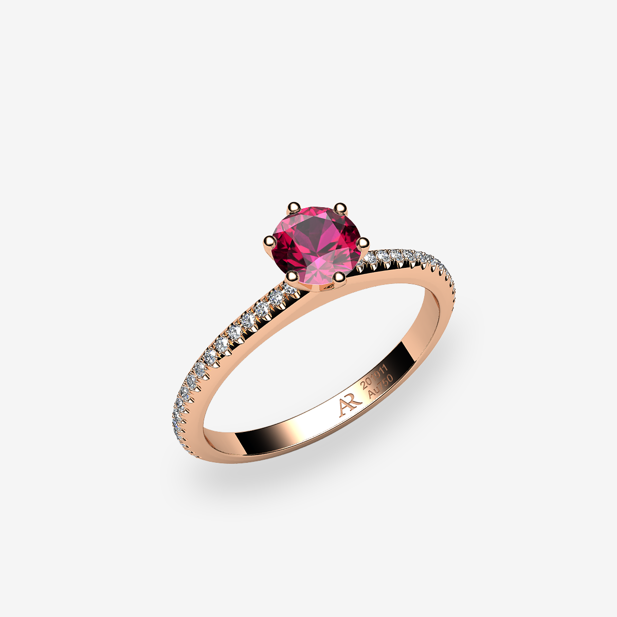 18k Rose Gold Ruby solitaire ring